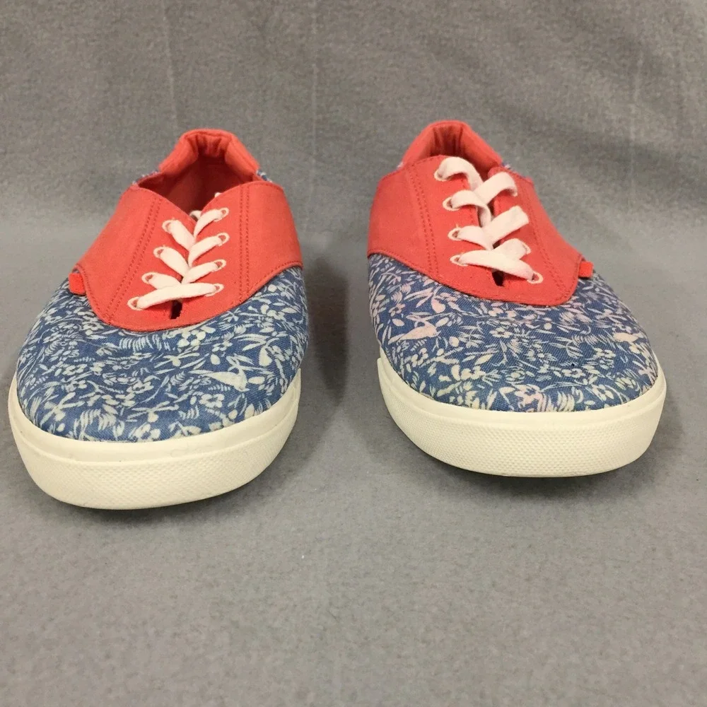 Bershka Floral Canvas‎ Sneakers Coral Blue Lace Up Low Top EU 39 2907/031/202